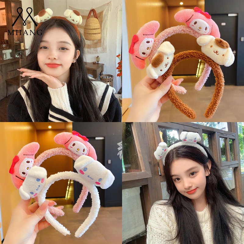 Dây Cột Tóc Hai Đầu Bằng Vải Bông Ngọc Bích Guigou Sanliou Họa Tiết Gấu Dâu Tây Hoạt Hình Hàn Quốc Ngọ