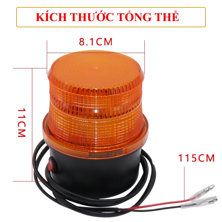 Đèn cảnh báo an toàn xe nâng Led xoay có còi loại 12V 24V 48V 60V đế hút nam châm