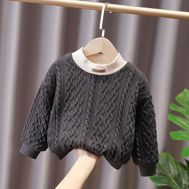 Áo Sweater Dệt Kim Lót Lông Cừu Dày Dặn Phong Cách Hàn Quốc Thời Trang Thu Đông 2022 Cho Bé
