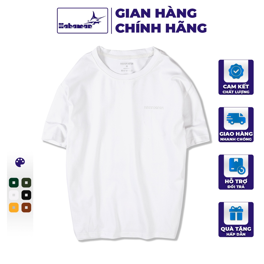 Áo Thun Nam Hahaman Chất Cotton Mềm Mại Thêu Họa Tiết Chữ Trước Ngực Vừa Tinh Tế Vừa Năng Động - ATCT6004