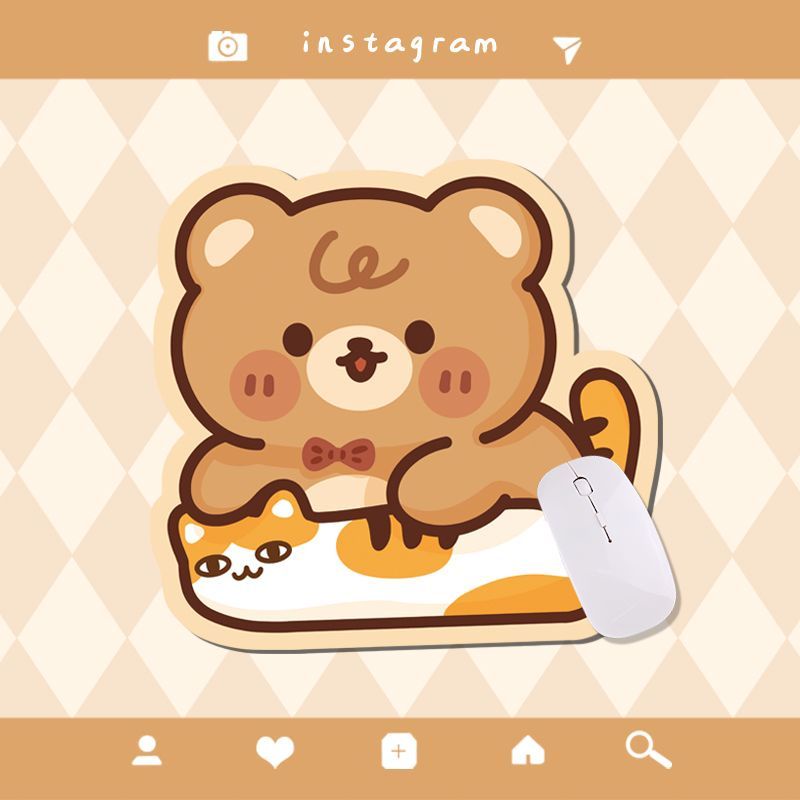 Tấm Lót Chuột Và Bàn Phím Máy Tính Bằng Cao Su Dày Chống Trượt Hình Hoạt Hình Dễ Thương