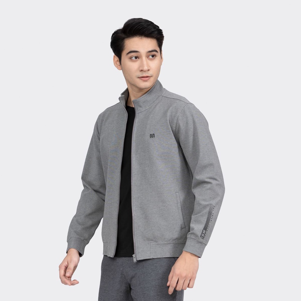 Áo khoác nỉ Insidemen cổ trụ bo gấu có túi   màu xám IJK006W2