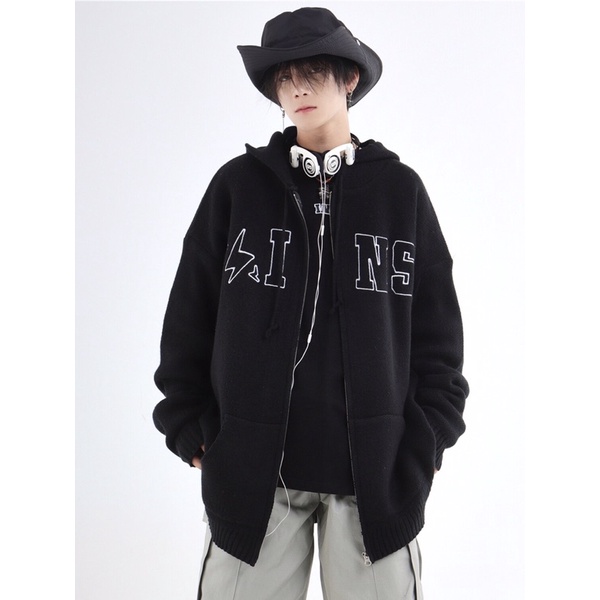 Áo len kéo khoá có mũ