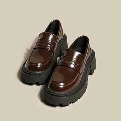 Giày babydoll Mary Jane da bóng đế cao