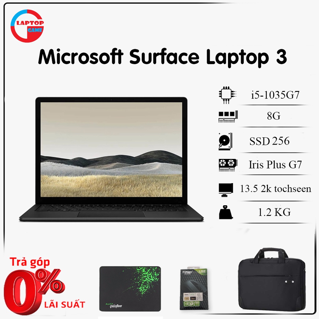 Microsoft Surface Laptop 3 Core i5 / RAM 8GB / SSD 256GB / Màn 13.5 in 2k Cảm Ứng Màu Đen (Refurbised)