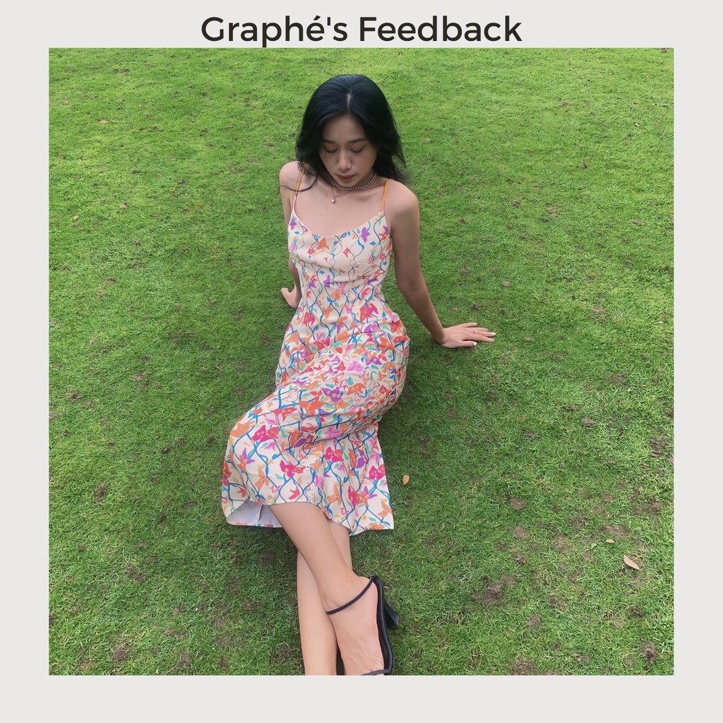 Graphé - ABIGAIL soul pattern dress / Đầm lụa dài hai dây thiết kế hoạ tiết độc quyền