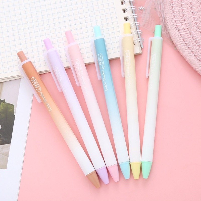 Bút Bi Bấm màu pastel 0.5mm, Bút gel bấm viết mượt mực ra đều, bút bi nước cute Ếch Ộp Vpp