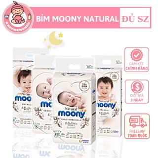 Bỉm Moony -Tã bỉm MOONY NATURAL Nội Địa Nhật dán/quần NB62/S58/M46/L36/XL32 cam kết chính hãng