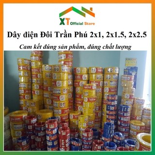 Dây Điện Đôi Trần Phú 2x1.0, 2x1.5, 2x2.5, Dây Điện Dẹt Vàng 2 Lõi Giá Bán Theo Mét