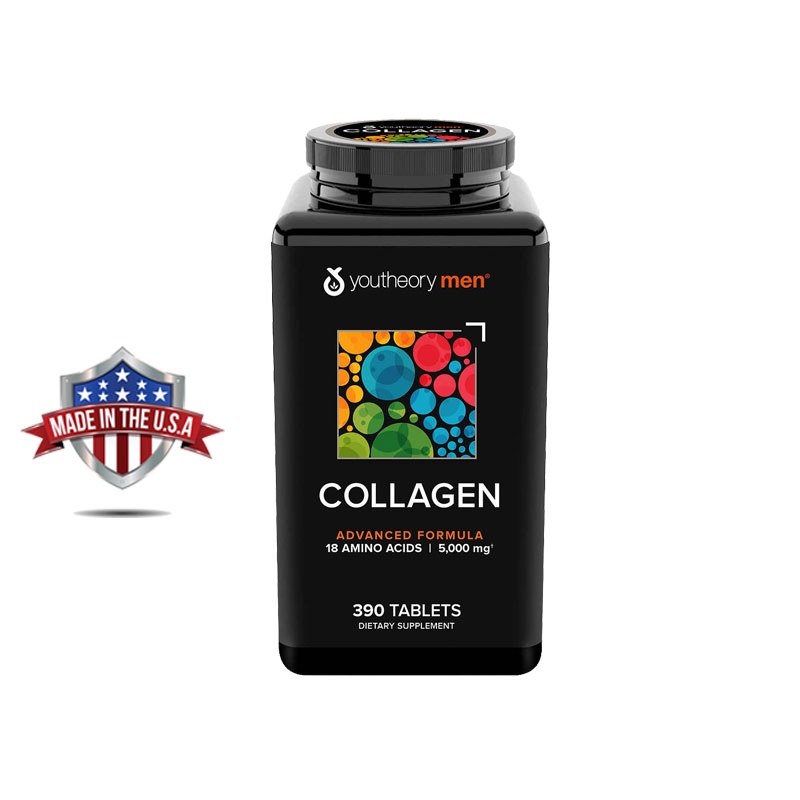 Collagen men dành cho nam giới Youtheory Men’s Collagen Advanced Formula chai 390 viên của Mỹ