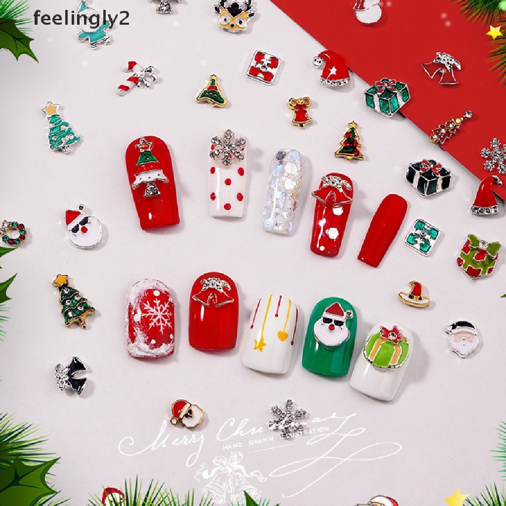 [Hàng Có Sẵn] Set 10 Phụ Kiện Trang Trí Móng Tay Nghệ Thuật Bằng Hợp Kim Phong Cách Giáng Sinh DIY Ch (F)