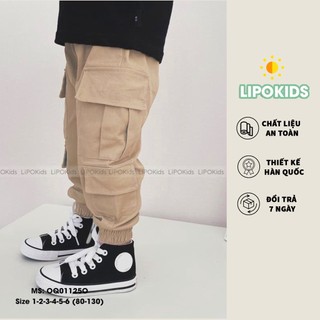 Quần jogger kaki trẻ em, Quần Jogger 2 túi bé trai phong cách mặc đi hoc đi chơi - OQ011