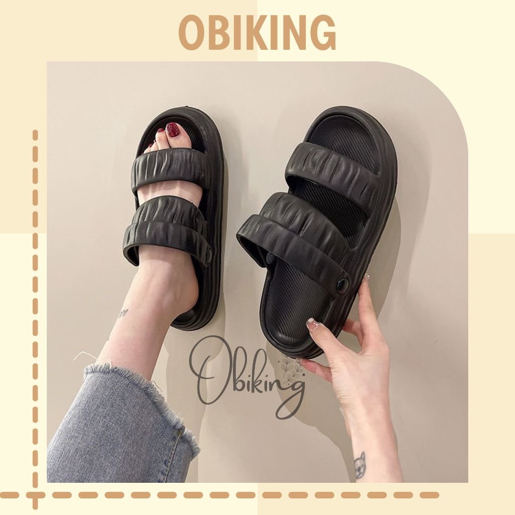 Dép sandal nhún bánh mì đế cao, dép quai hậu nữ đi học đi chơi siêu êm