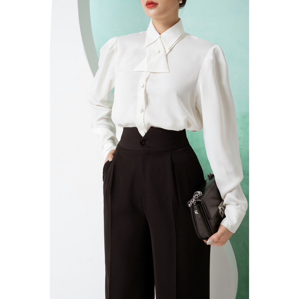 VELLE DESIGN áo sơ mi lụa Vera chất lụa hàn mượt mát không nhăn