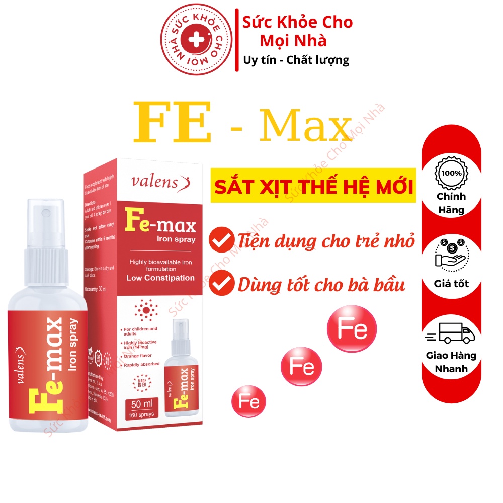 Sắt dạng xịt Fe Max iron spray bổ sung Sắt, Giúp hấp thụ nhanh, giảm nguy cơ thiếu máu