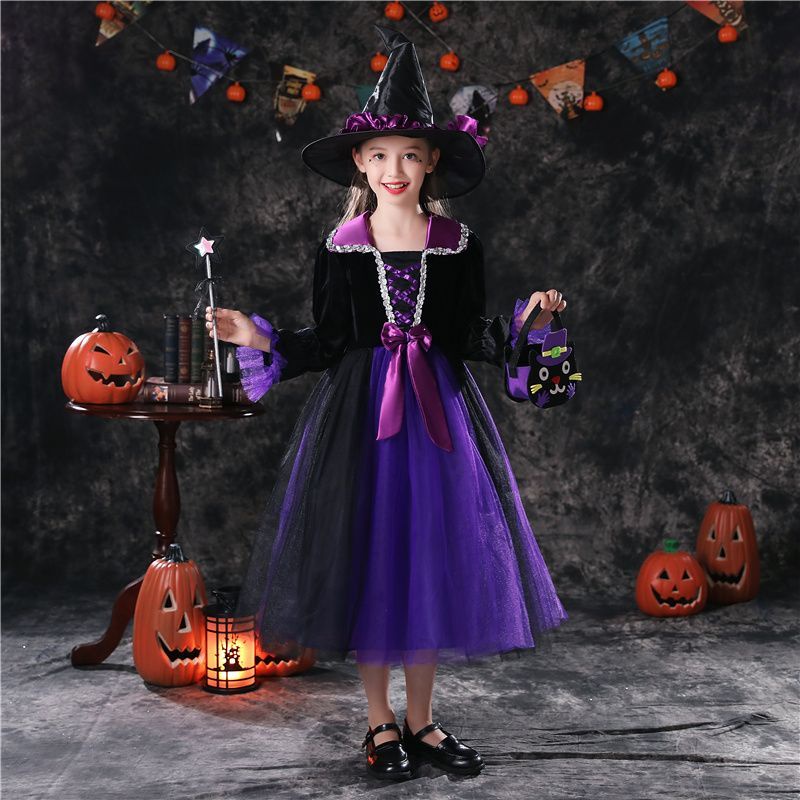 Đầm Hóa Trang Halloween Nhân Vật Phù Thủy Cho Mẹ Và Bé Kích Cỡ 100-160