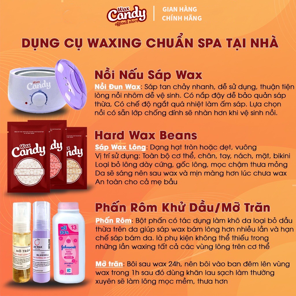 1kg Sáp Wax Lông Nóng COCONUT Hương Dừa Siêu Bám Lông CANDYWAX