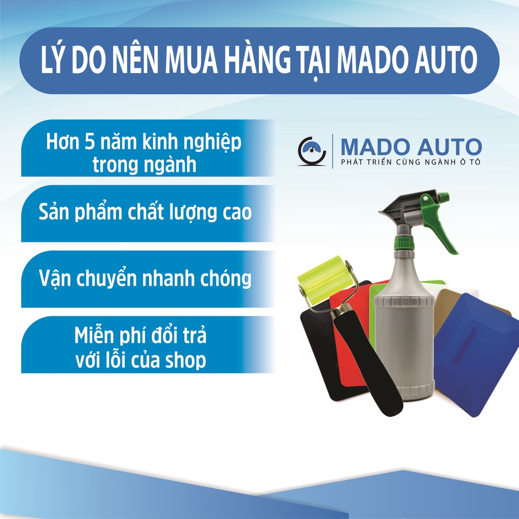 Gạt nhựa Mini màu xám bọc nỉ Xanh dán Decal ô tô xe máy MADO AUTO F28