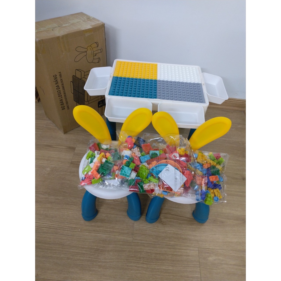 Bàn Xếp Hình,Bàn xây dựng đa năng,Lắp Ghép Lego tặng kèm 340 chi tiết lego cho bé