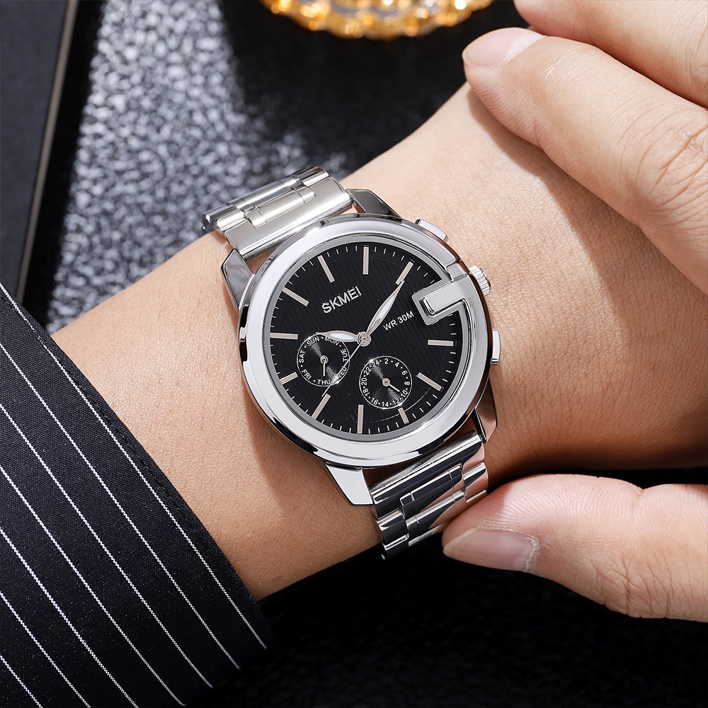 Đồng Hồ Quartz Nam Hiển Thị Ngày, Chất Liệu Thép Không Gỉ, Chống Thấm Nước SKMEI