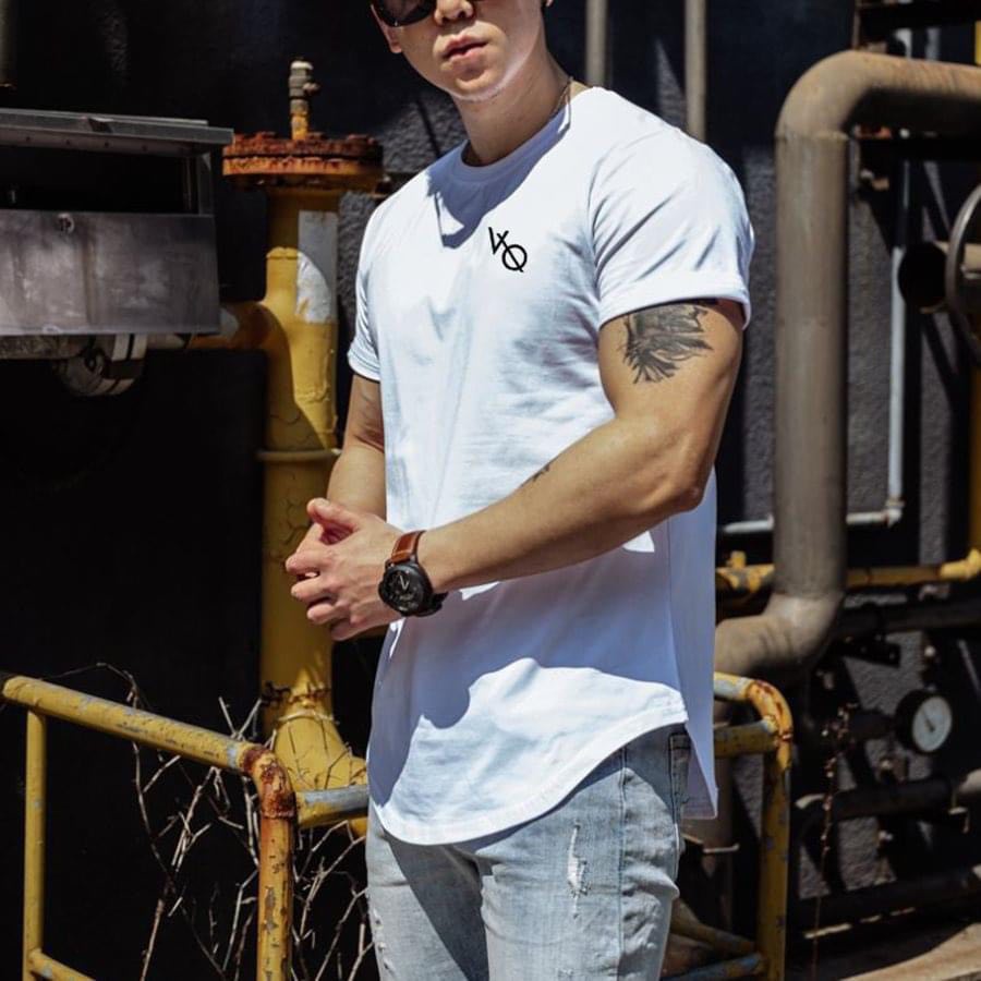 Áo thun thể thao body nam, cổ tròn tay ngắn, tập gym, cotton lạnh