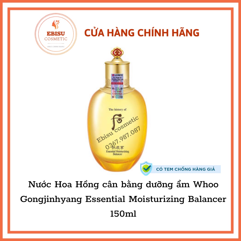 NƯỚC HOA HỒNG Whoo Gongjinhyang Essential Moisturizing Balancer 150ML (Tách sét ko hộp)