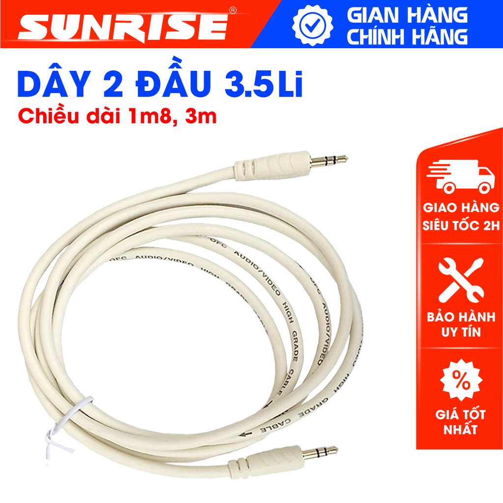 Dây tín hiệu âm thanh AV 2 đầu 3 li, dài 3m đến 5m kết nối máy tính điện thoại ra các thiết bị âm thanh