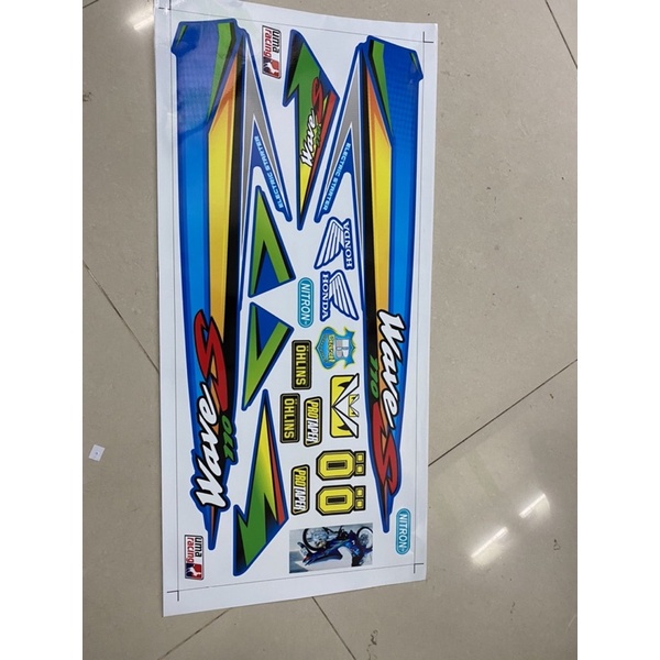 Tem rời dán xe xanh wave đời đầu