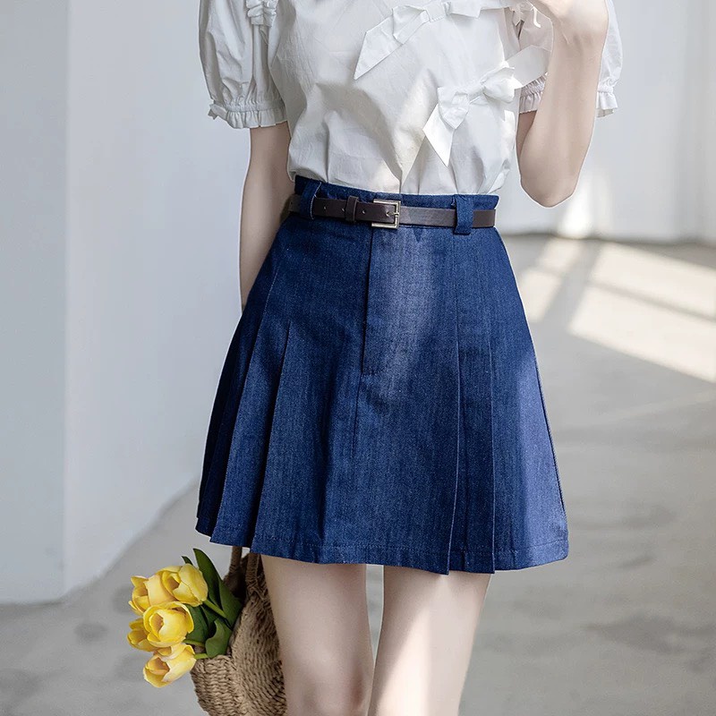 Chân váy ngắn xếp ly kèm dây thắt lưng có 5 màu - Lyn's Closet