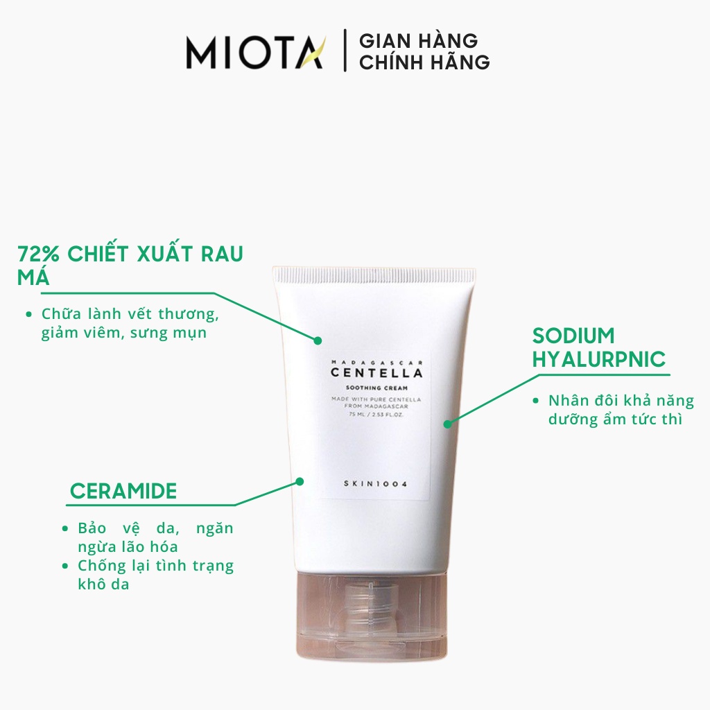 Kem dưỡng làm dịu da Chiết Xuất Rau Má Skin1004 Madagascar Centella Soothing Cream 75ml