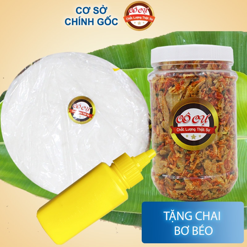 Bánh tráng phơi sương Cô Cự 300gr, muối ruốc hành phi 200gr , bơ béo 200gr