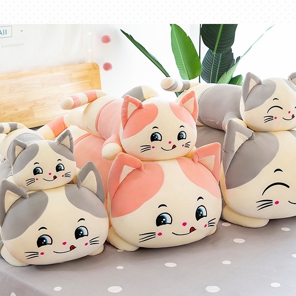 Gấu Bông Con Mèo Liếm Mép, Mèo Bông Dễ Thương Cute Màu Hồng