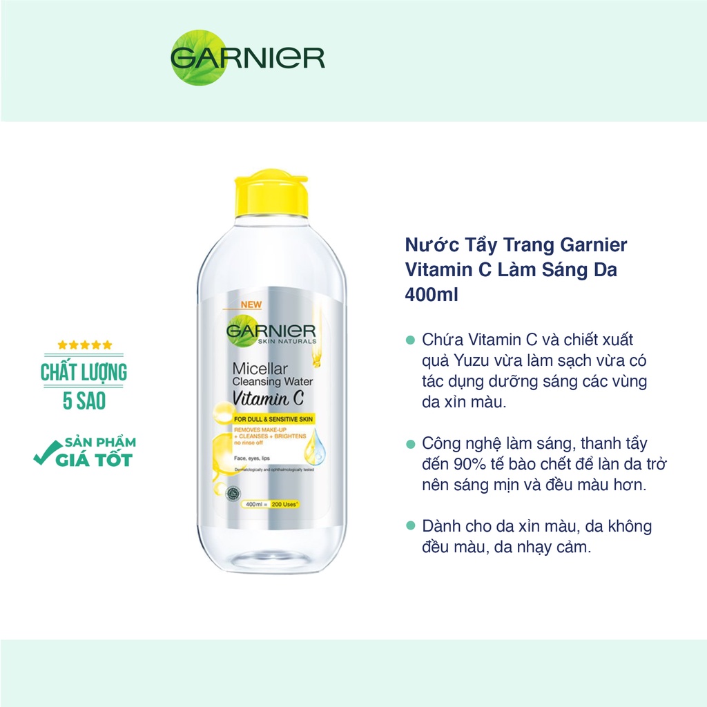 Nước tẩy trang Garnier Micellar Water dành cho mọi loại da 400ml