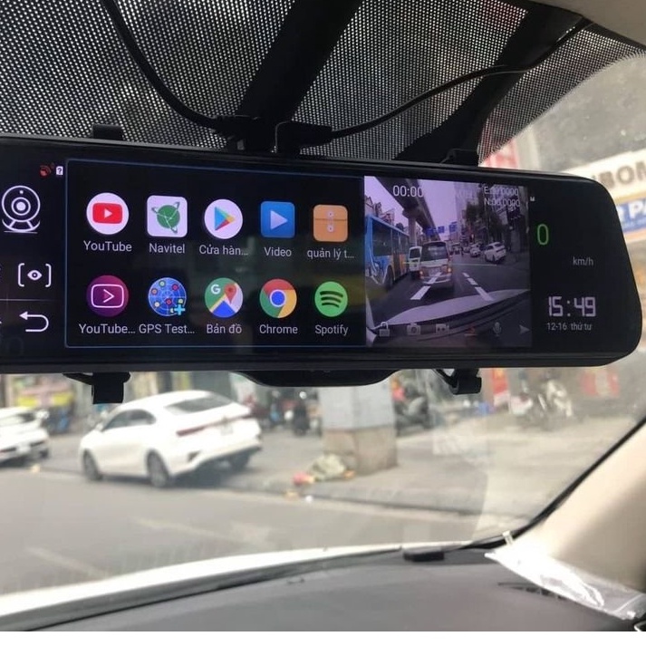 Camera hành trình D10, camera gương 10inch FullHD, tích hợp cam lùi, có cảnh báo giao thông BH 12T