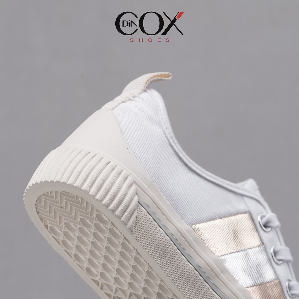 Giày Sneaker Bata Vải Canvas Nữ DINCOX C20 Nữ Tính Sang Trọng Methalic White