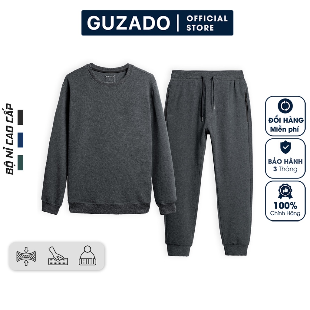 Bộ quần áo thể thao nam GUZADO chất nỉ cao cấp dày dặn,giữ ấm cực tốt,trẻ trung năng động GBN2202