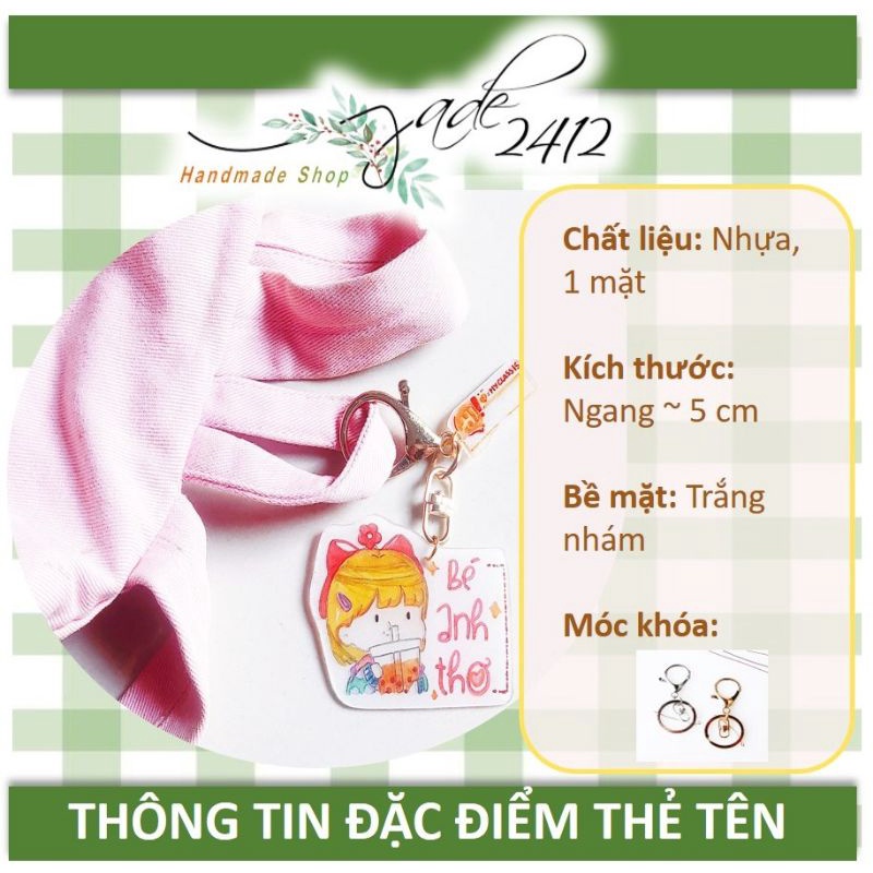 Thẻ Tên nhựa cho bé cute Handmade