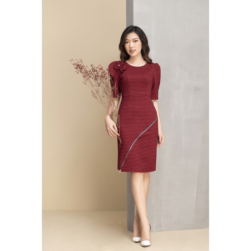 Đầm Tay Bồng Đính Nơ Phụ Kiện Khóa Luperi LFV3249