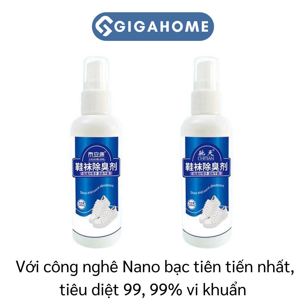 Lọ Xịt Khử Mùi Giày Nano Bạc GIGAHOME Tiêu Diệt Vi Khuẩn, Nấm Mốc 7035