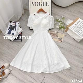 Đầm midi khoét vai dự tiệc today style d3564 sang trọng