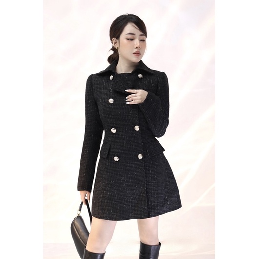 Khoác dạ khuy đồng hàng thiết kế