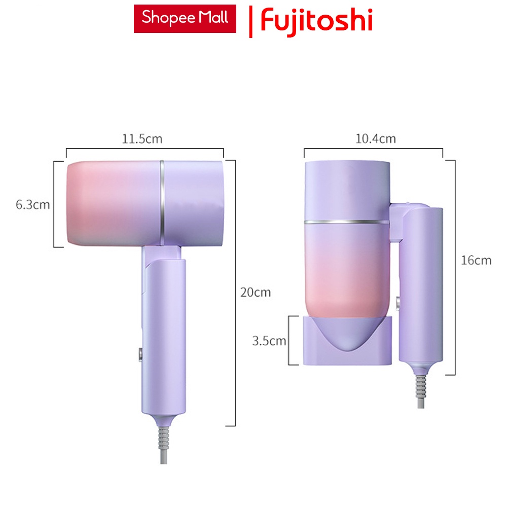 Máy sấy tóc mini FUJITOSHI FTA81 gấp gọn tạo kiểu tóc chuyên nghiệp công suất lớn 1000w bảo hành 6 tháng
