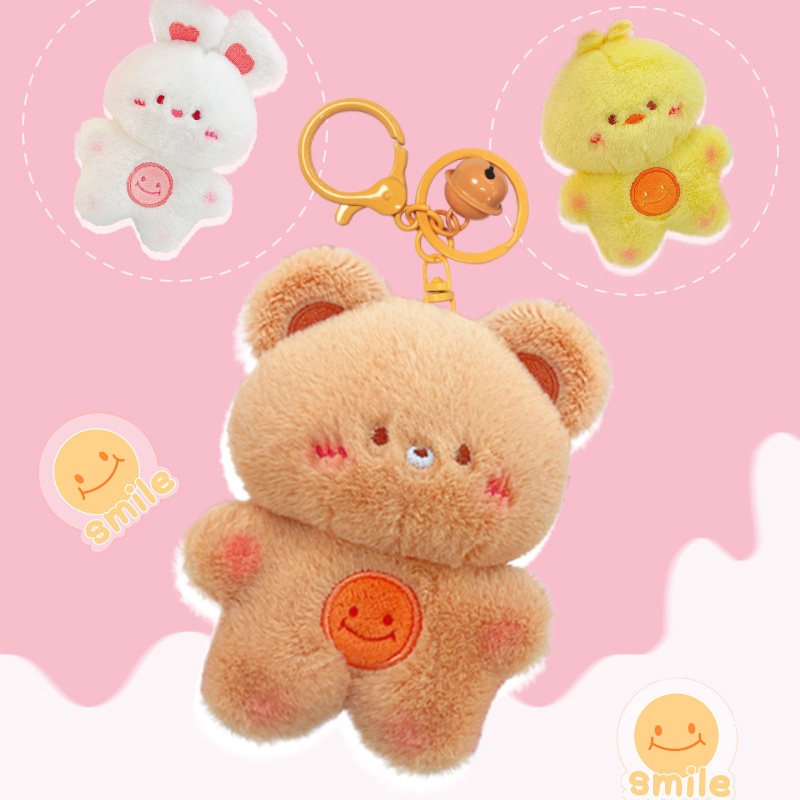 Móc Khóa Hình Gấu / Thỏ / Gấu Trúc Hoạt Hình Nhồi Bông Có Sáng Tạo