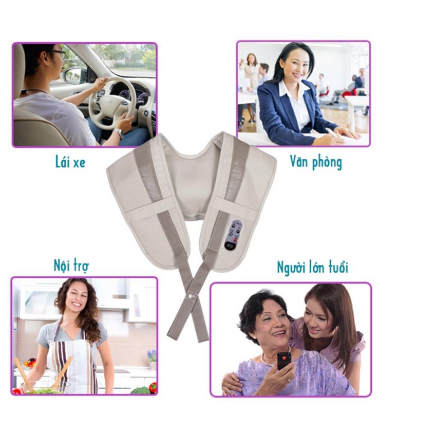 Máy massage đấm lưng vai cổ gáy, đai massage toàn thân cao cấp - Bảo Hành 12 tháng
