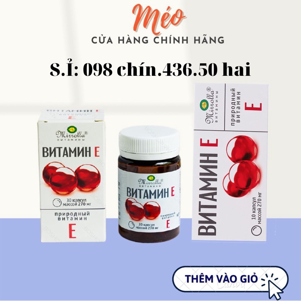 Vitamin E đỏ Mirrolla NGA 270mg - LOẠI LỌ VÀ VỈ