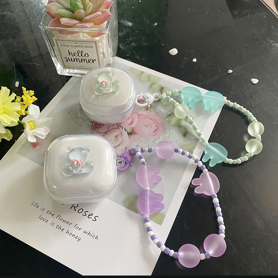 Vỏ Bảo Vệ Hộp Sạc Tai Nghe Samsung Galaxy buds 2 / buds live / buds Pro Bằng Silicon Trong Suốt Họa Tiết Hoạt Hình Chú Gấu Dễ Thương