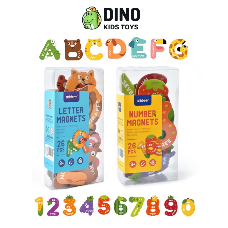 Bảng Chữ Cái Tiếng Anh Và Bảng Chữ Số Nam Châm Cho Bé Mideer Letter Magnets - Number Magnets - Dino Toys Kids