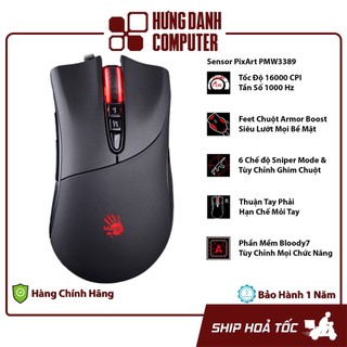 Chuột gaming bloody p30 pro tùy chỉnh game rpg, fps - cài macro, ghim tâm súng - 16000 cpi 1000 hz rgb