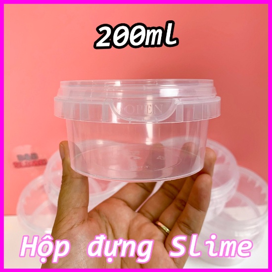 Combo 3/5/10 Hộp Nhựa Đựng Slime Nắp Chống Tràn 200ml - Nguyên Liệu Làm Slime