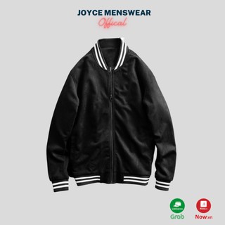 Áo khoác da lộn bomber cổ viền
